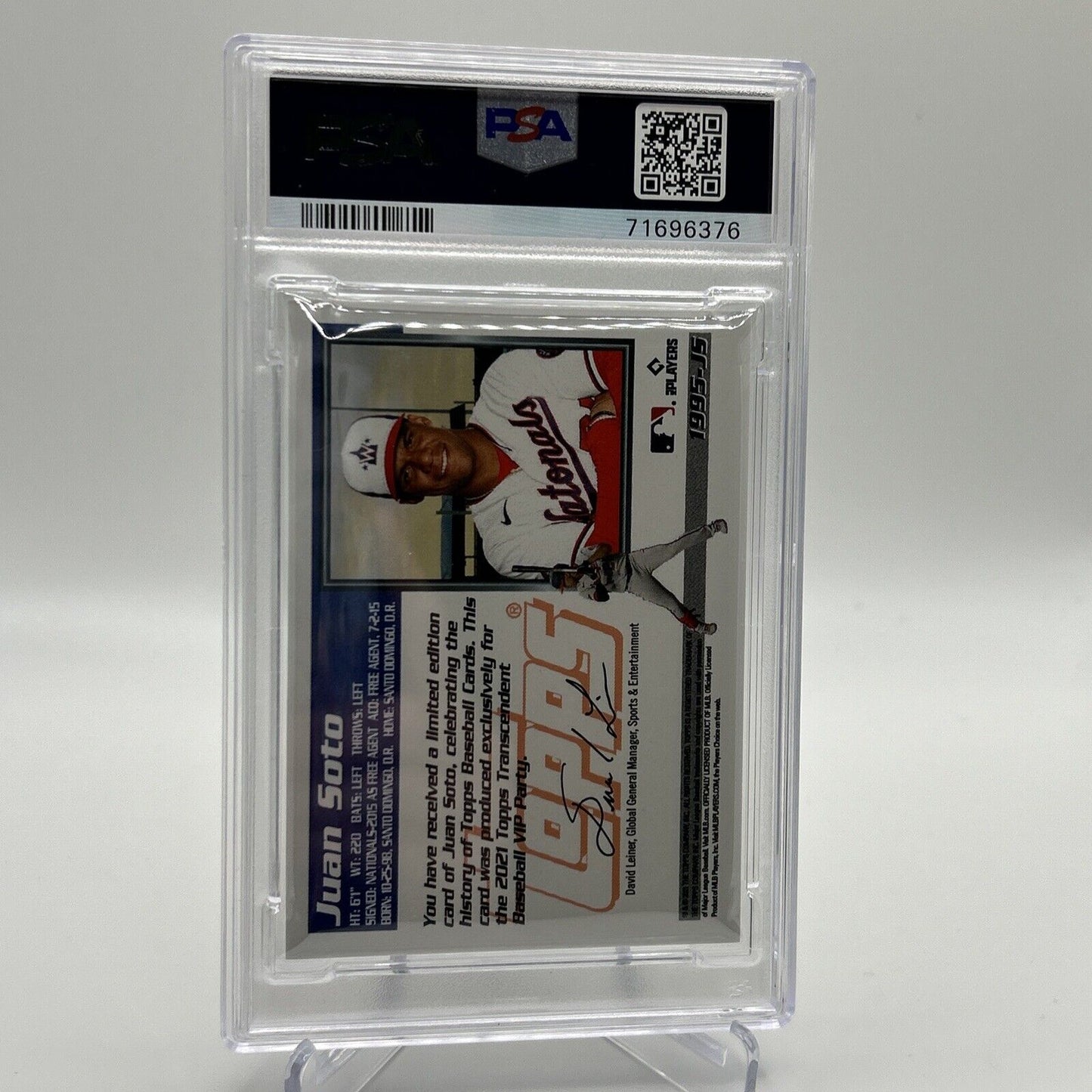 2022 Topps Transcendent VIP Party Juan Soto Baseball Card #1995 PSA 10 35/95