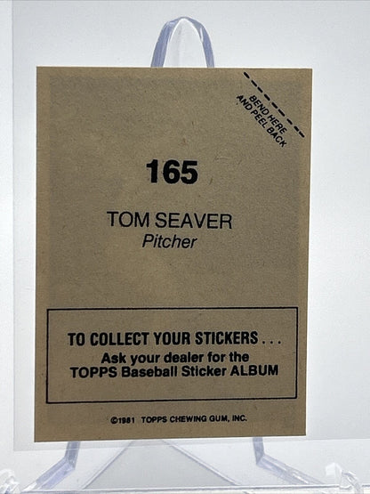 1981 Topps Stickers Tom Seaver Baseball Card #165 NM-Mint FREE SHIPPING