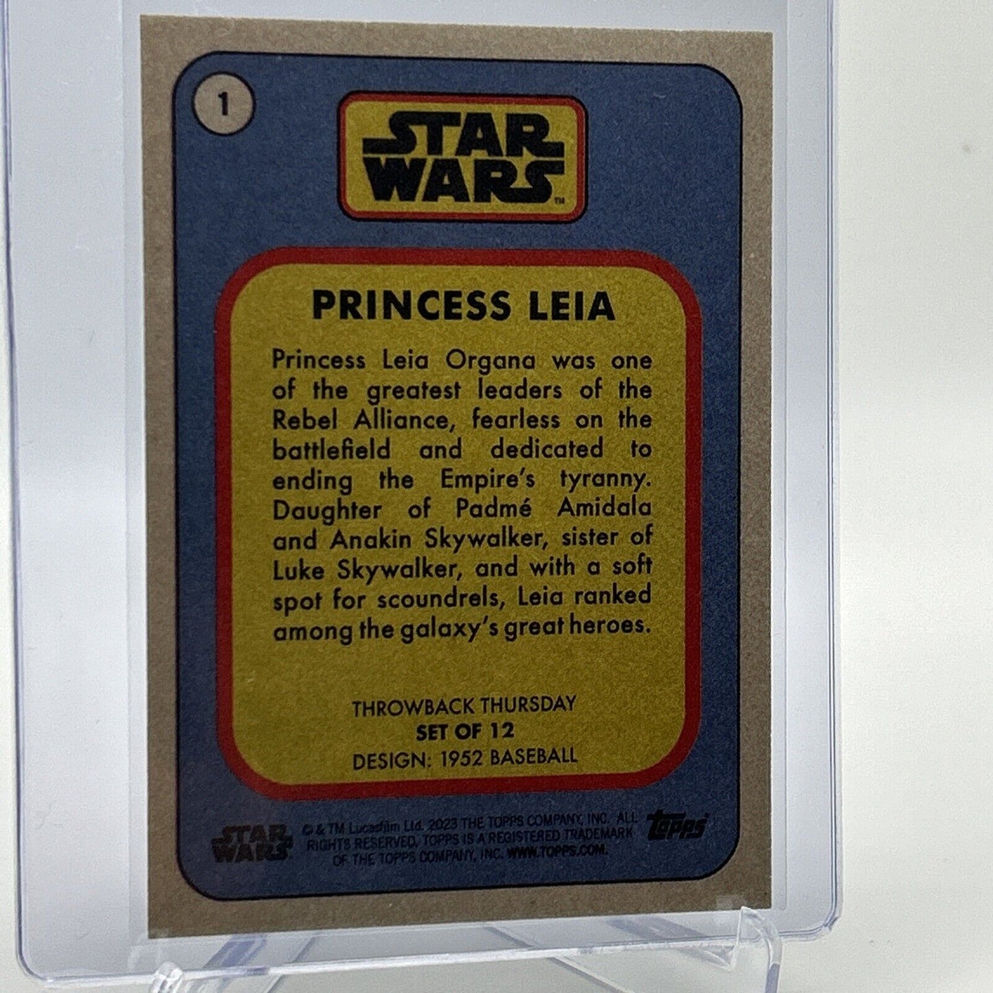 2023 Topps Star Wars Throwback Thursday Princess Leia Card #1 Mint FREE SHIPPING