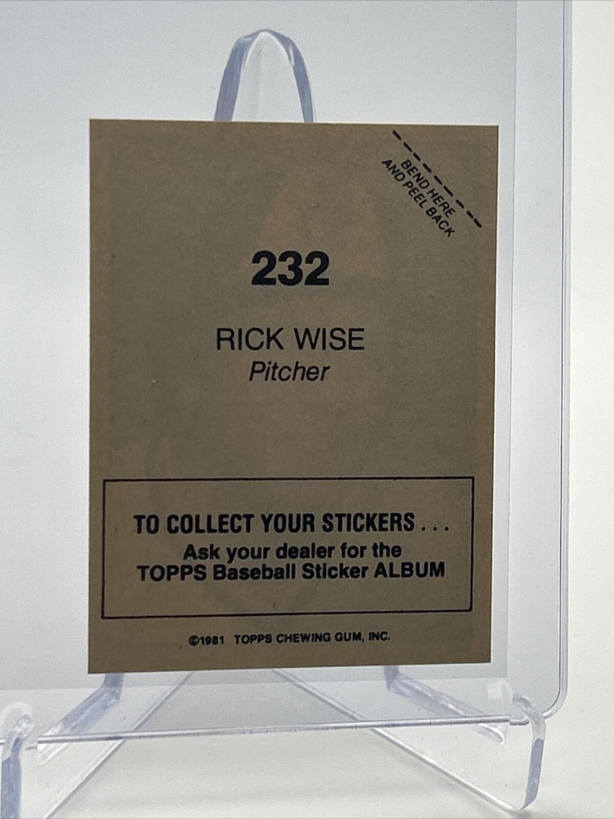 1981 Topps Stickers Rick Wise Baseball Card #232 NM-Mint FREE SHIPPING