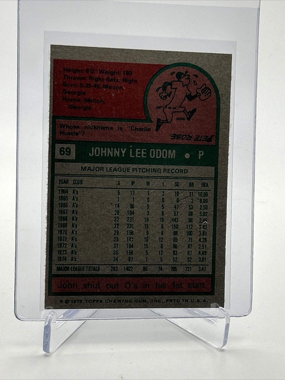 1975 Topps John Odom Baseball Card #69 NM Quality FREE SHIPPING