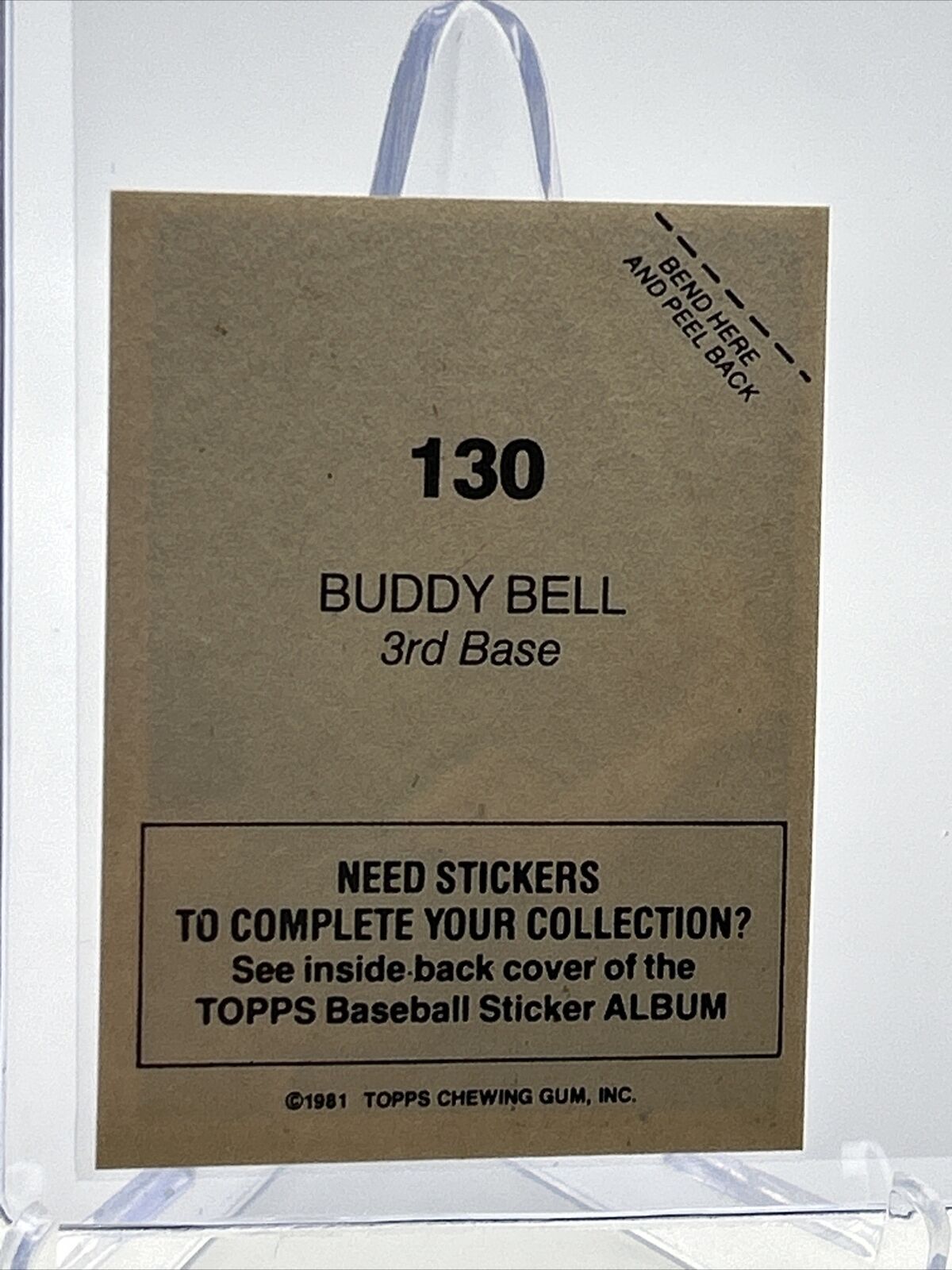 1981 Topps Stickers Buddy Bell Baseball Card #130 NM-Mint FREE SHIPPING