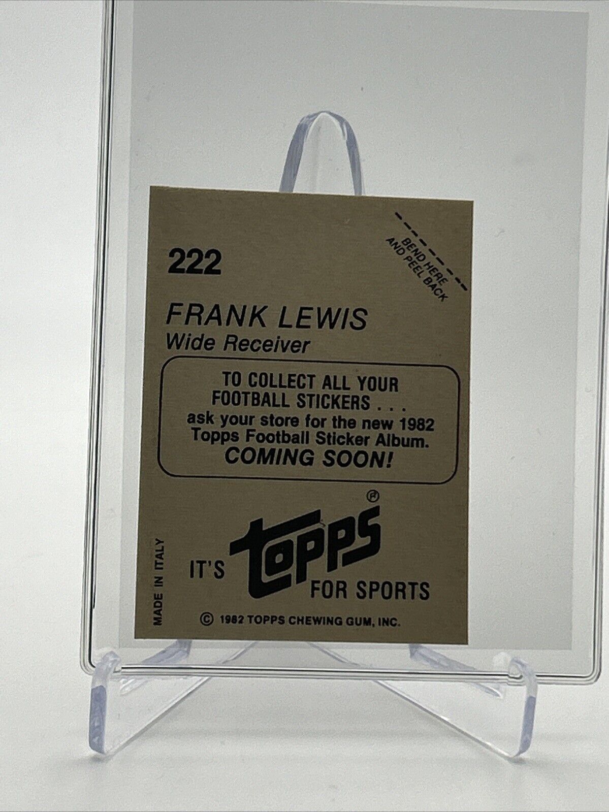 1982 Topps Frank Lewis Sticker Coming Soon #222 NM FREE SHIPPING