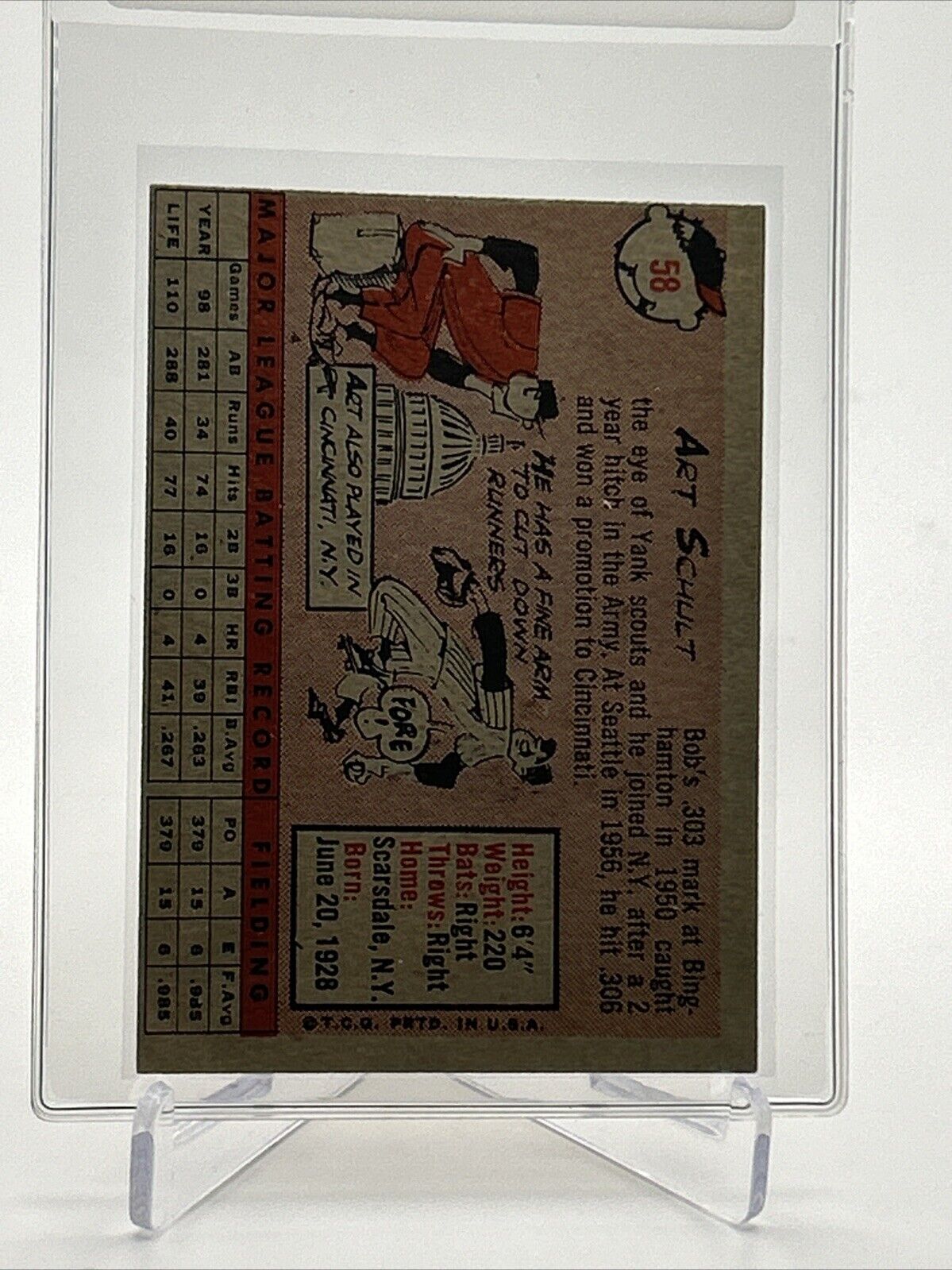1958 Topps Art Schult Baseball Card #58 VG Quality FREE SHIPPING