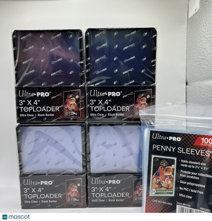 Ultra Pro 3X4 BLACK BORDER Toploaders 35pt 4 Packs of 25  AND 100 SLEEVES