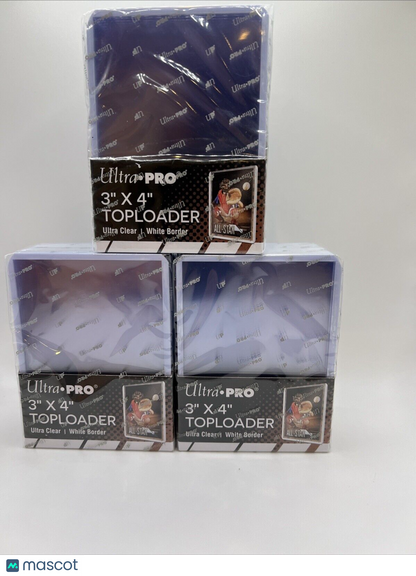 Ultra Pro 3X4 Toploaders 35pt WHITE BORDER 3 Packs of 25 for Standard Cards