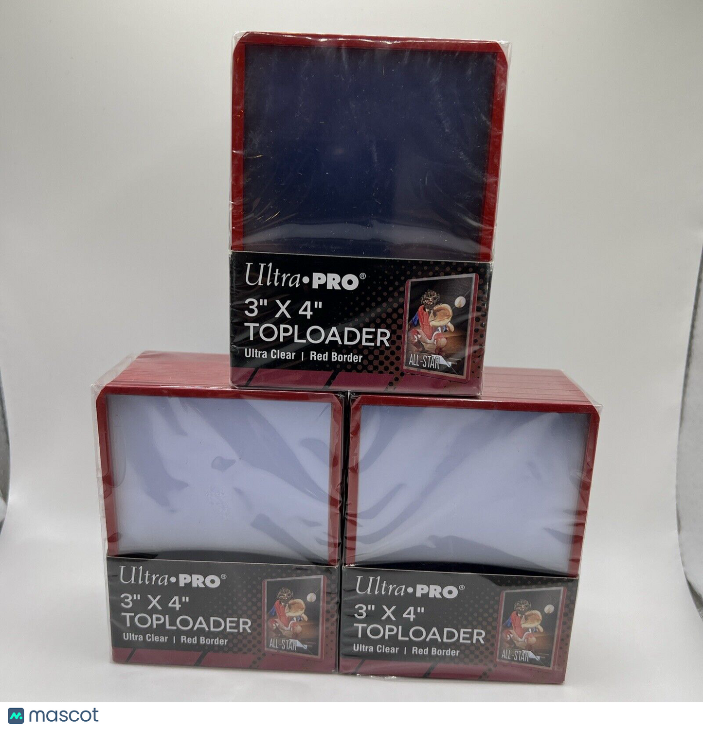Ultra Pro 3X4 RED BORDER Toploaders 35pt 3 Packs of 25 for Standard Sized Cards