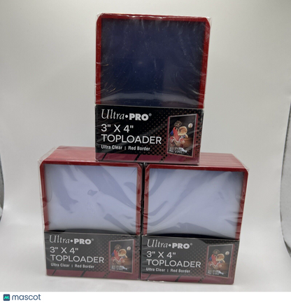 Ultra Pro 3X4 RED BORDER Toploaders 35pt 3 Packs of 25 for Standard Sized Cards