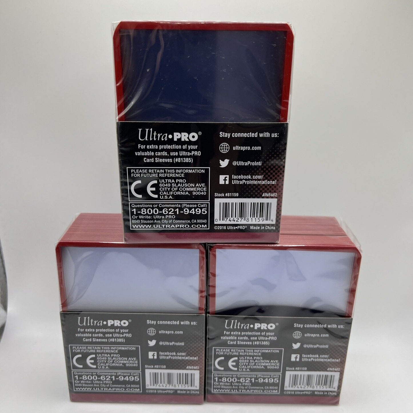 Ultra Pro 3X4 RED BORDER Toploaders 35pt 3 Packs of 25 for Standard Sized Cards