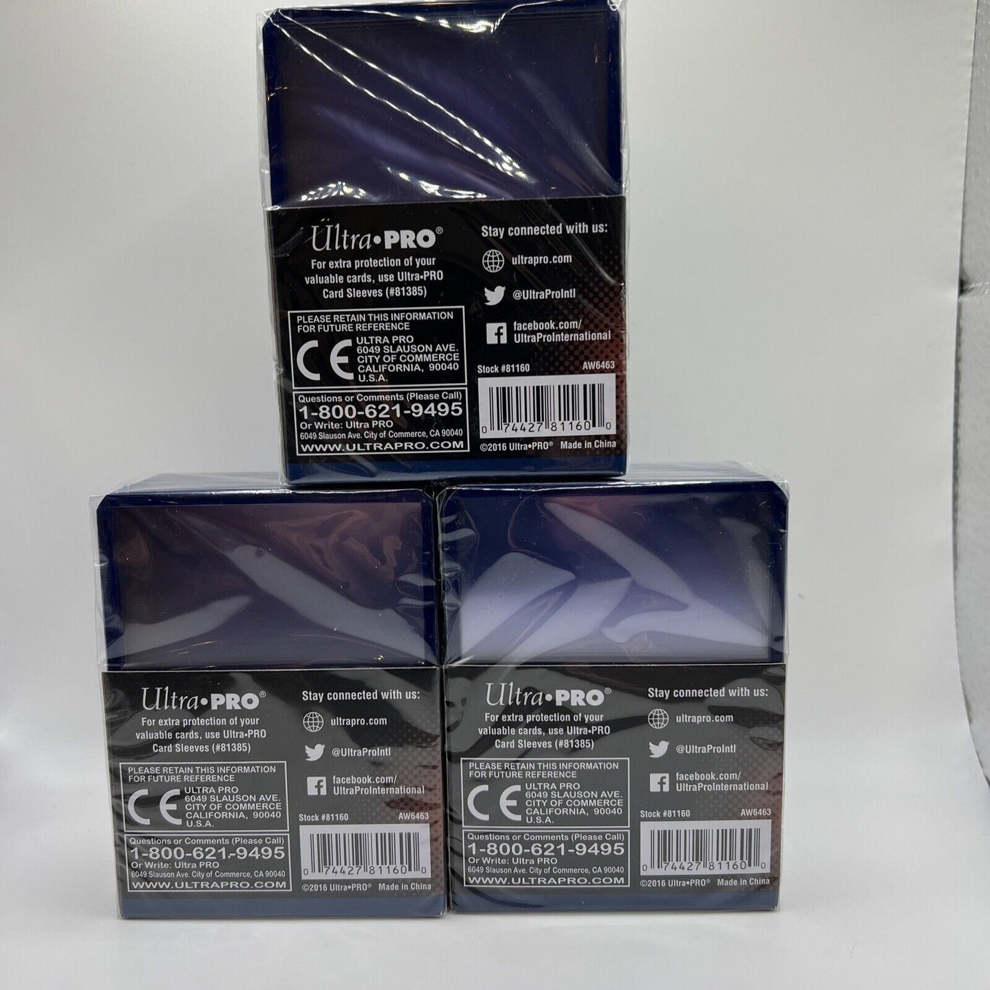 Ultra Pro 3X4 BLUE BORDER Toploaders 35pt 3 Packs of 25 for Standard Sized Cards