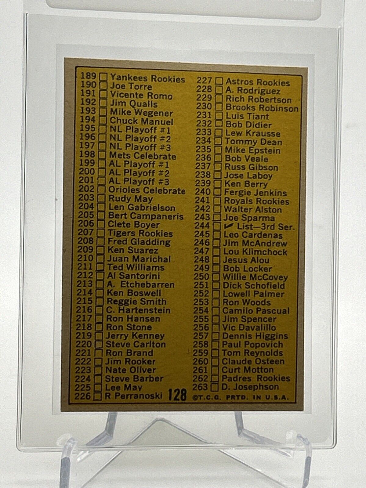 1970 Topps 2nd Series Checklist Baseball Card #128 EX-MT Quality FREE SHIPPING