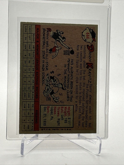 1958 Topps Danny Kravitz Baseball Card #444 EX Quality #3 FREE SHIPPING