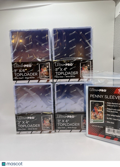 Ultra Pro 3X4 Toploaders 35pt WHITE BORDER 4 Packs of 25 AND 100 SLEEVES