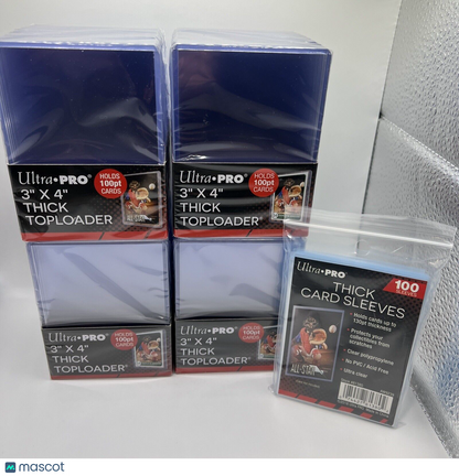 Ultra Pro 3X4 100pt Point Toploaders 4 Packs of 25 and 100 Thick Sleeves