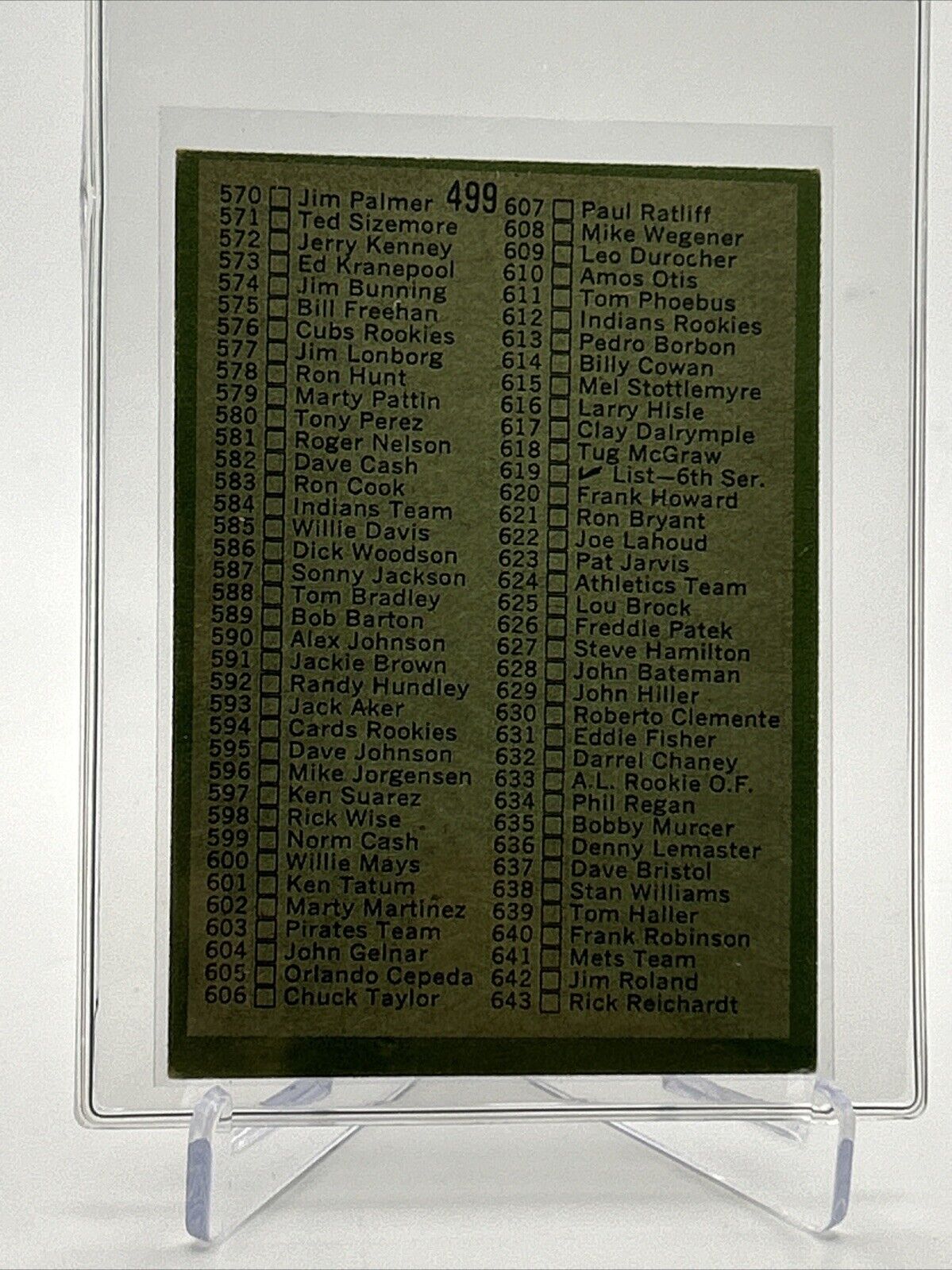 1971 Topps 5th Series Checklist Baseball Card #499 Poor Quality FREE SHIPPING