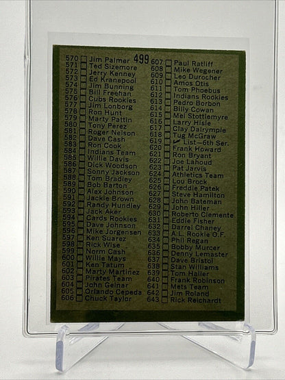 1971 Topps 5th Series Checklist Baseball Card #499 Poor Quality FREE SHIPPING