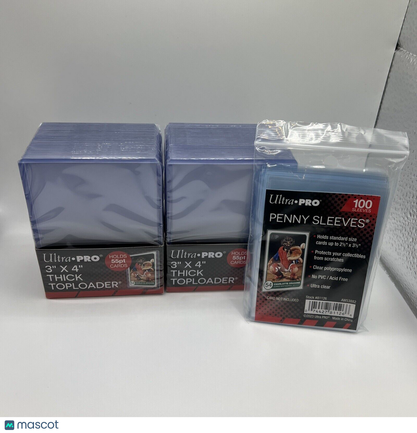 Ultra Pro 3X4 Thick 55pt Toploaders 2 Packs of 25 toploaders AND 100 Sleeves
