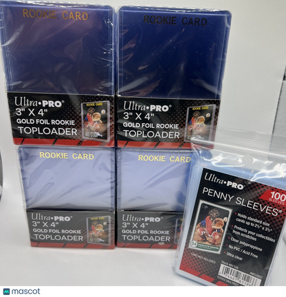 Ultra Pro 3X4 GOLD ROOKIE 35pt Toploaders 4 Packs of 25 AND 100 SLEEVES