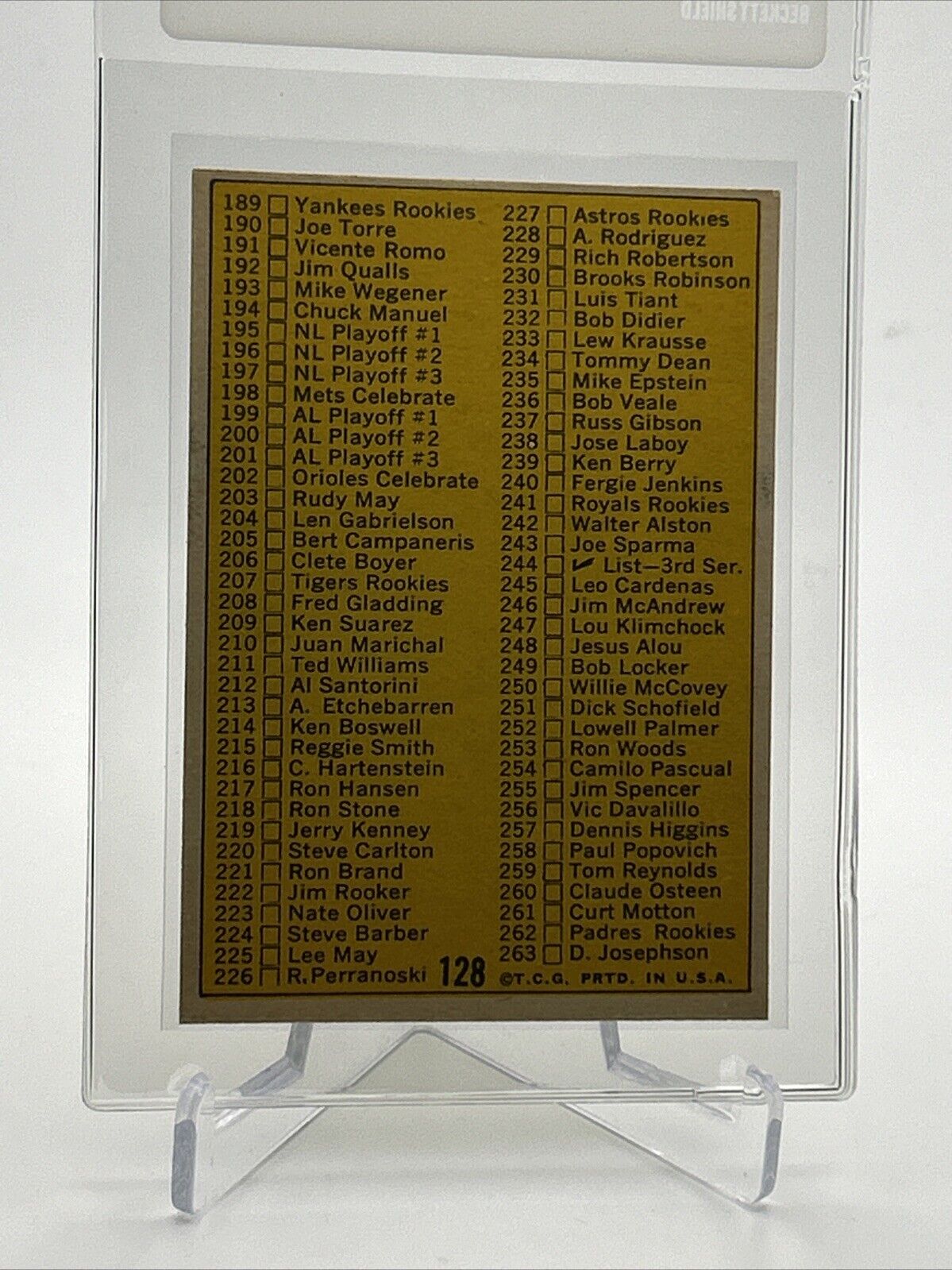 1970 Topps 2nd Series Checklist Baseball Card #128 EX Quality FREE SHIPPING