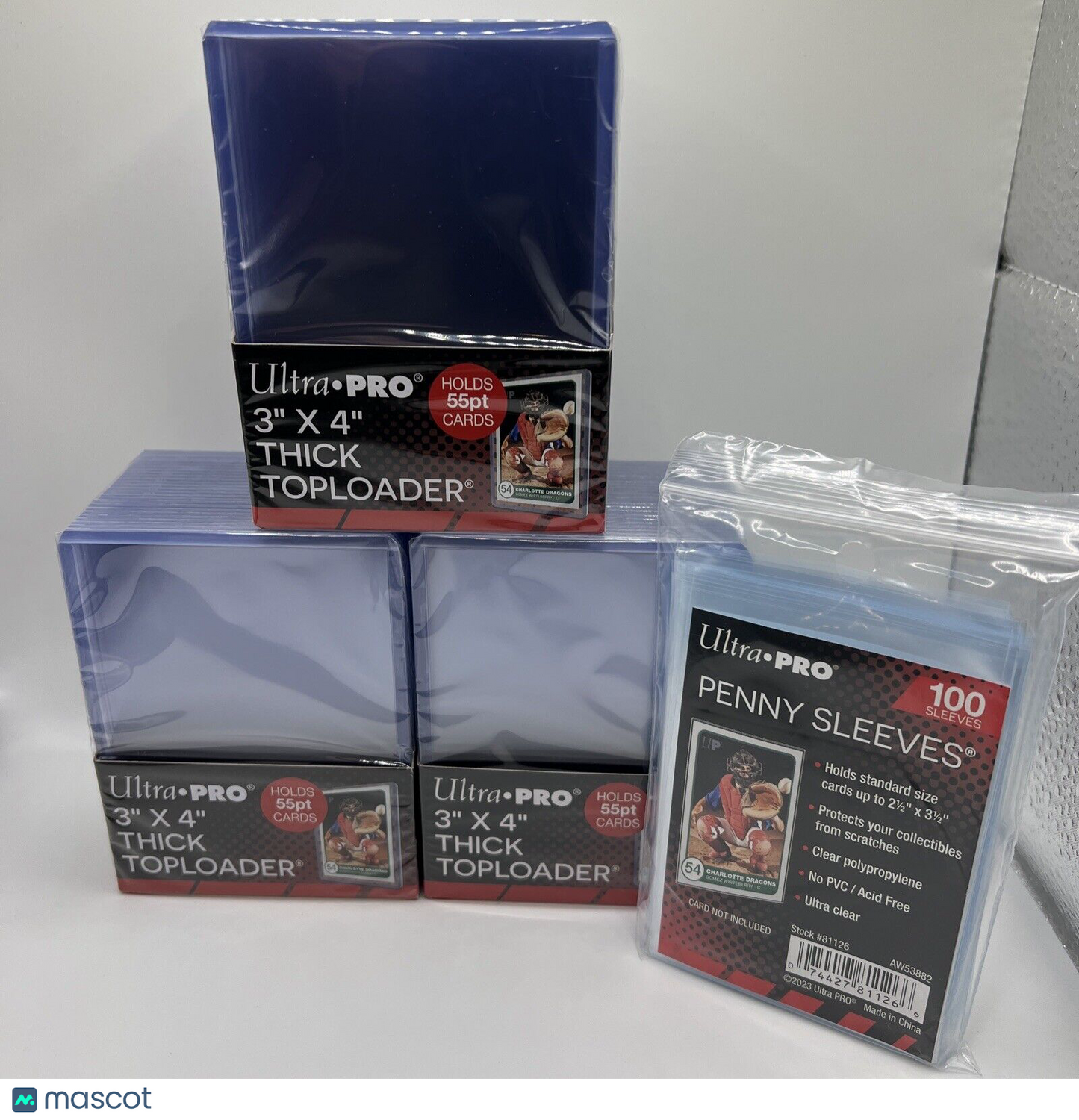 Ultra Pro 3X4 Thick 55pt Toploaders 3 Packs of 25 toploaders AND 100 Sleeves