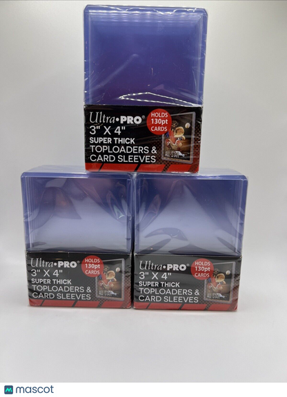 Ultra Pro 3X4 Super Thick Toploaders 130pt Point 3 Packs of 10 WITH SLEEVES