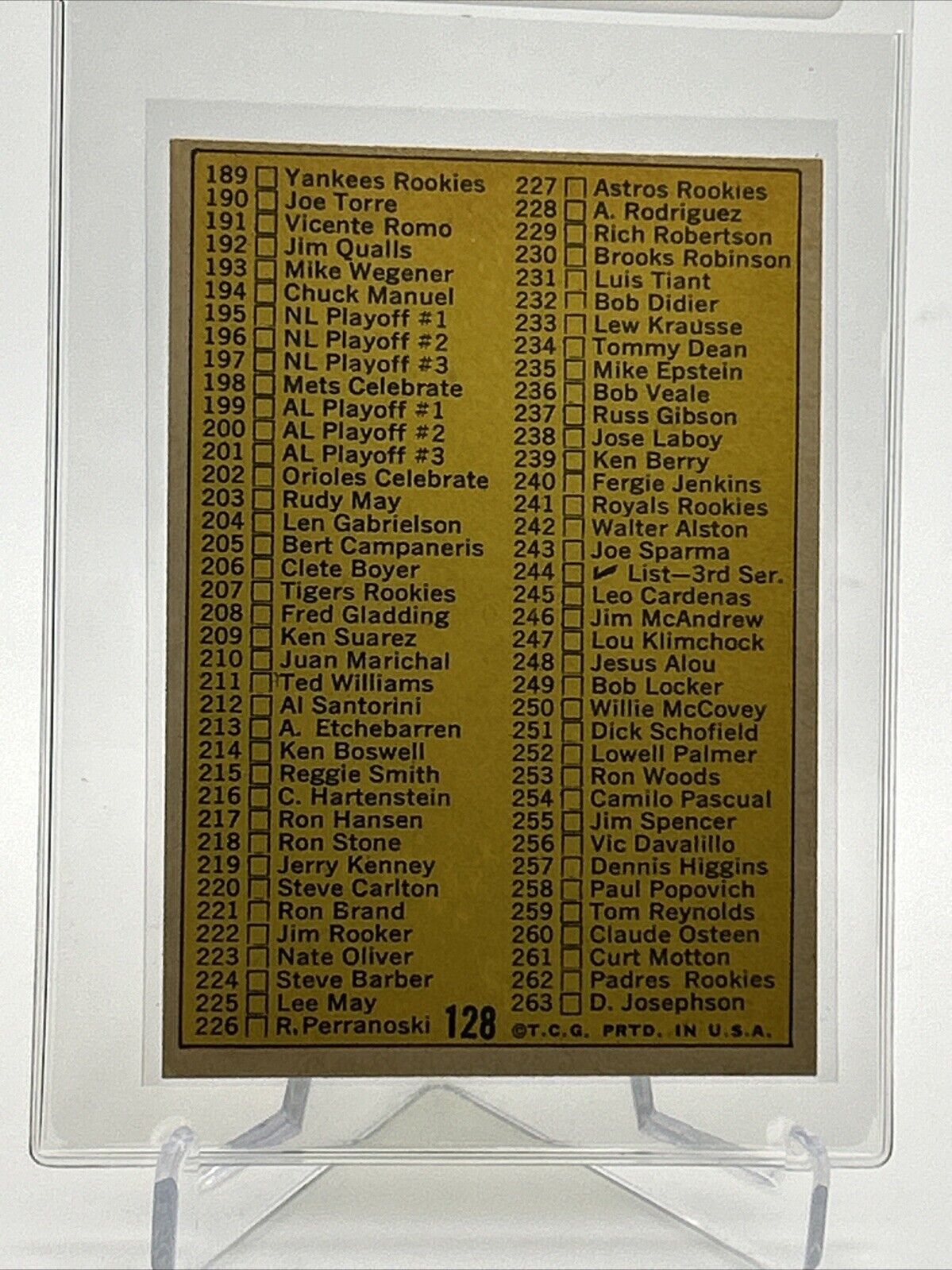 1970 Topps 2nd Series Checklist Baseball Card #128 EX Quality #2 FREE SHIPPING