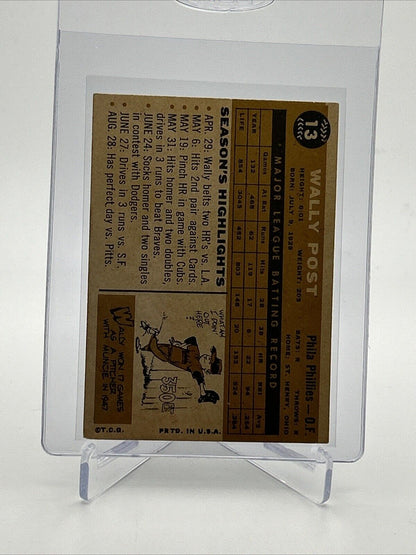 1960 Topps Wally Post Baseball Card #13 VG Quality FREE SHIPPING