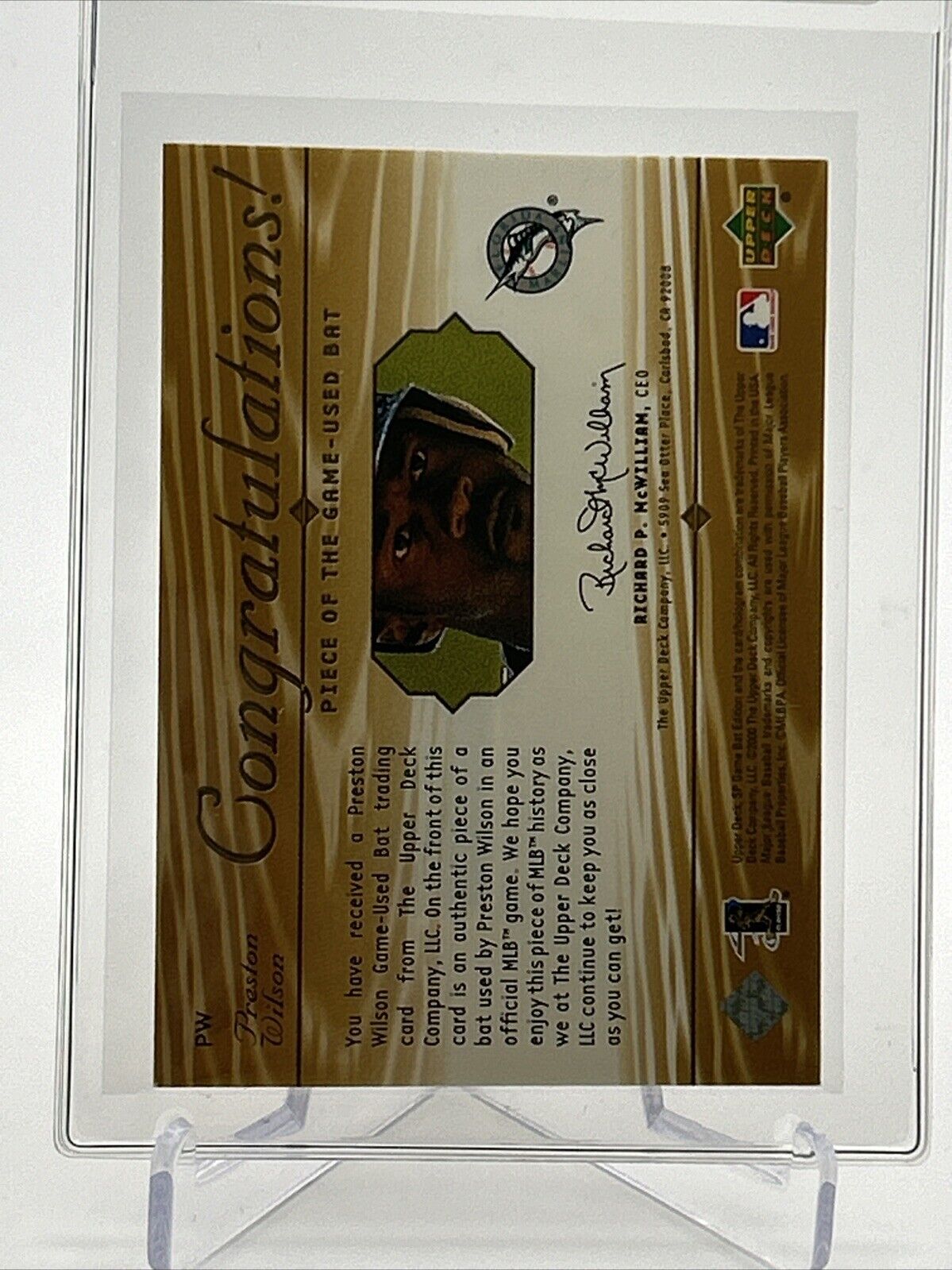 2001 SP Game Bat Edition Piece of the Game Preston Wilson #PW #4 FREE SHIPPING