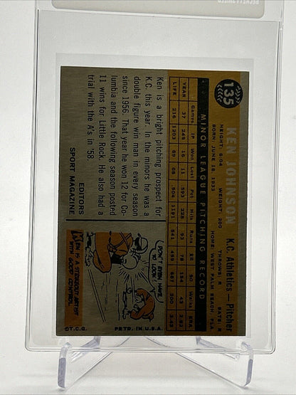 1960 Topps Ken Johnson Baseball Card #135 EX Quality FREE SHIPPING