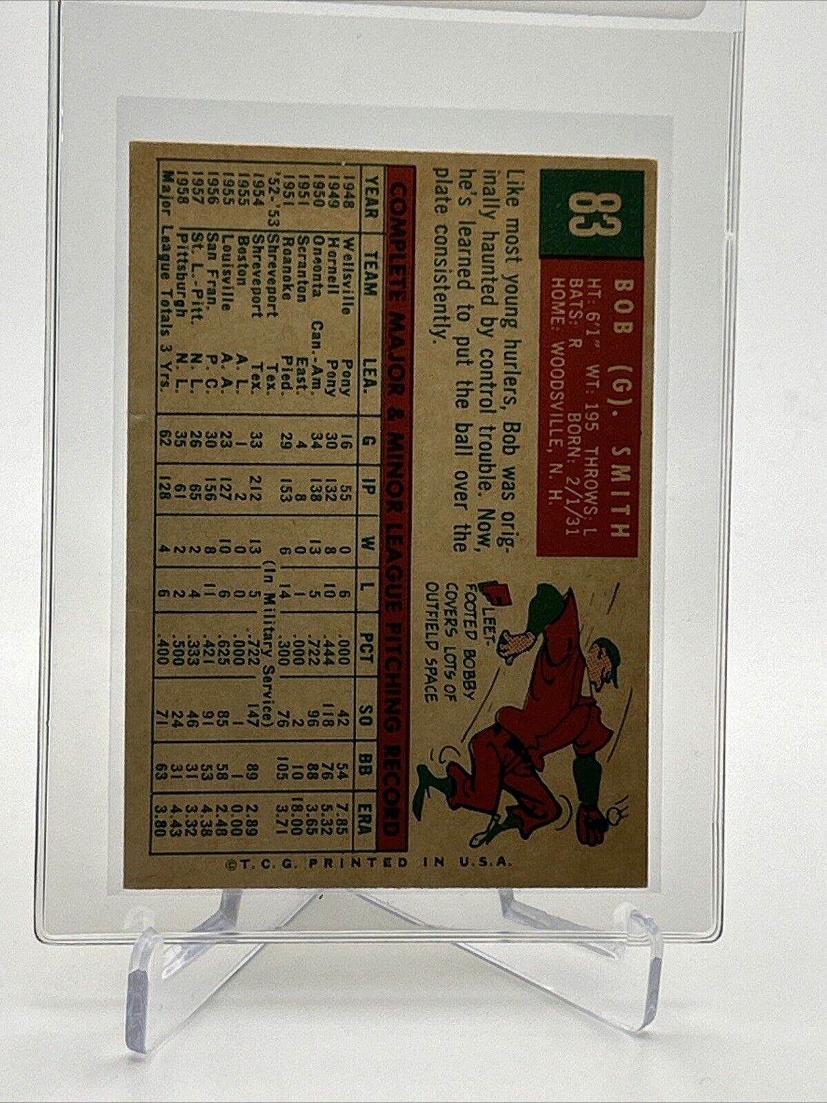 1959 Topps Bob Smith Baseball Card #83 EX Quality FREE SHIPPING