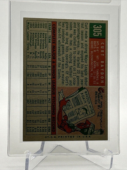 1959 Topps Curt Raydon Baseball Card #305 EX Quality FREE SHIPPING