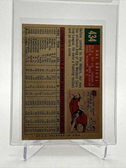 1959 Topps Hal Griggs Baseball Card #434 EX Quality FREE SHIPPING