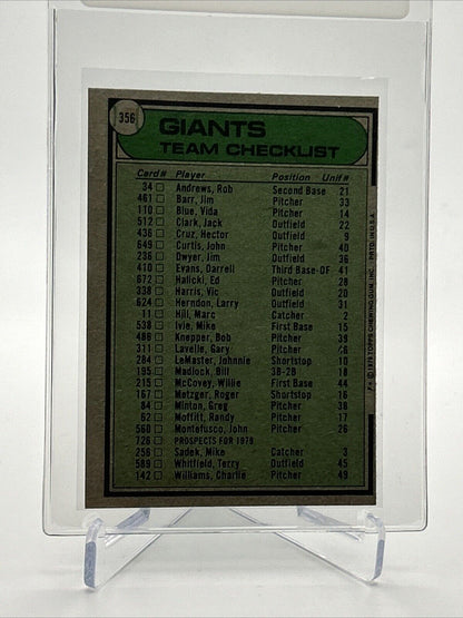 1979 Topps San Francisco Giants/Joe Altobelli Card #356 NM #2 FREE SHIPPING