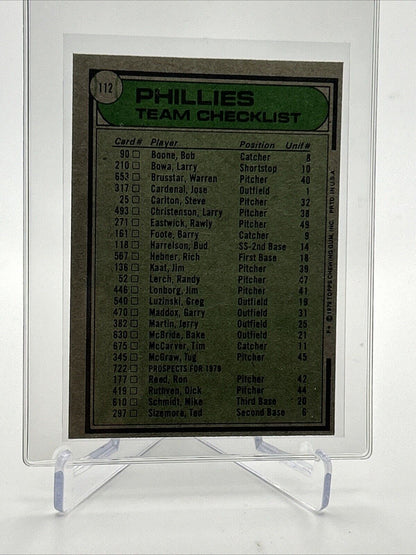 1979 Topps Philadelphia Phillies/Danny Ozark Card #112 Near Mint FREE SHIPPING