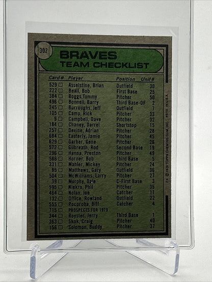 1979 Topps Atlanta Braves/Bobby Cox Baseball Card #302 Near Mint FREE SHIPPING