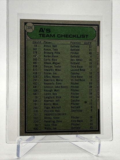1979 Topps Oakland A's/Jack McKeon Baseball Card #328 Near Mint FREE SHIPPING