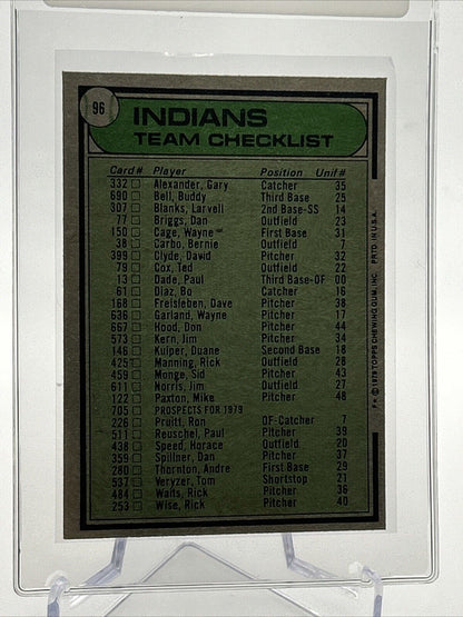 1979 Topps Cleveland Indians/Jeff Torborg Card #96 Near Mint FREE SHIPPING