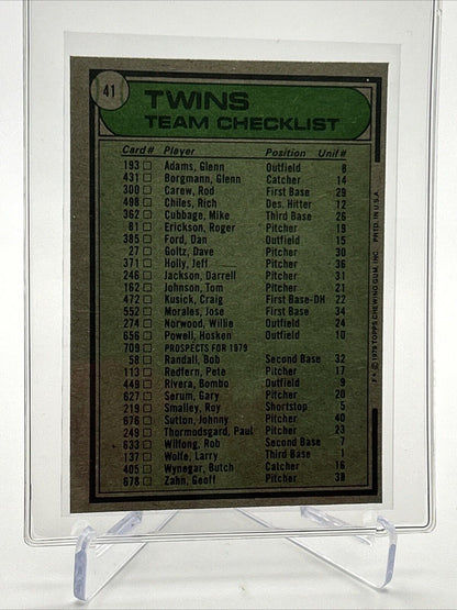 1979 Topps Minnesota Twins/Gene Mauch Baseball Card #41 NM #4 FREE SHIPPING