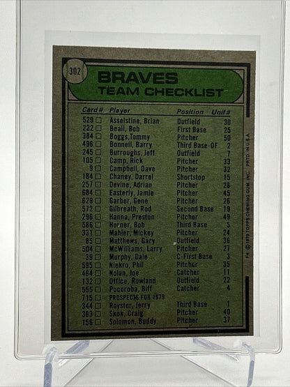 1979 Topps Atlanta Braves/Bobby Cox Baseball Card #302 NM #3 FREE SHIPPING