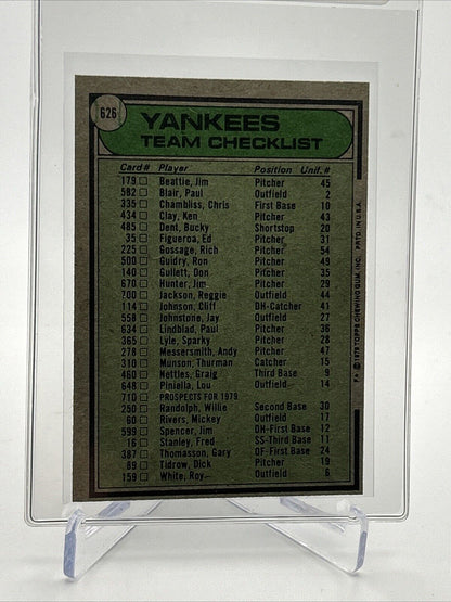 1979 Topps New York Yankees/Bob Lemon Card #626 NM #7 FREE SHIPPING