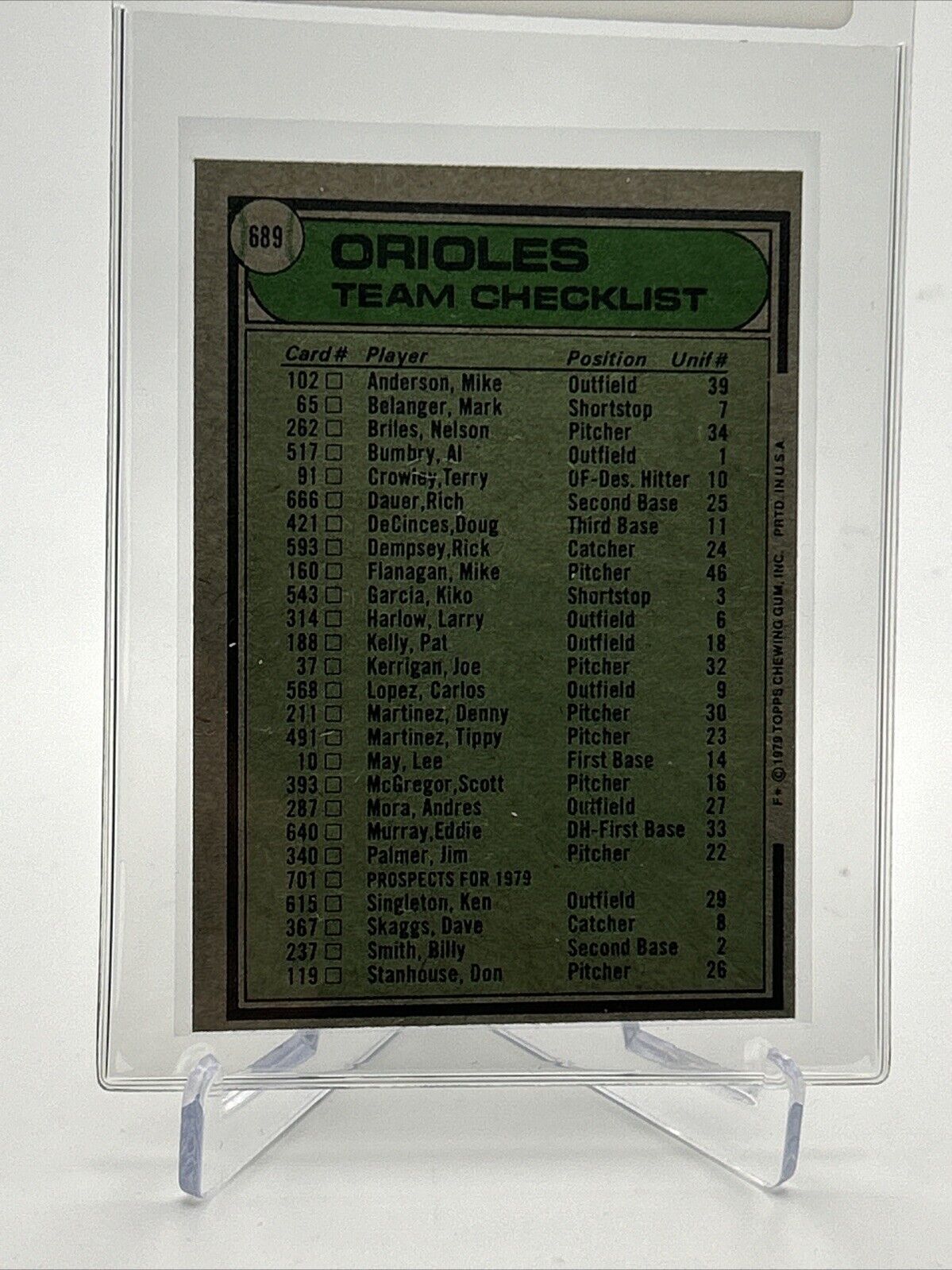 1979 Topps Baltimore Orioles/Earl Weaver Card #689 NM #3 FREE SHIPPING