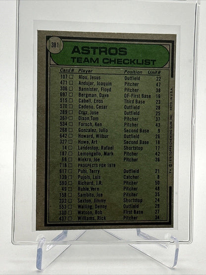 1979 Topps Houston Astros/Bill Virdon Baseball Card #381 NM #3 FREE SHIPPING