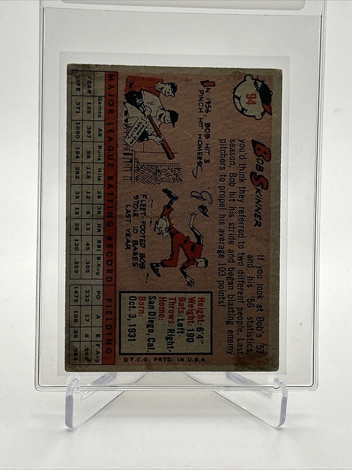 1958 Topps Bob Skinner Baseball Card #94 VG Quality #2 FREE SHIPPING