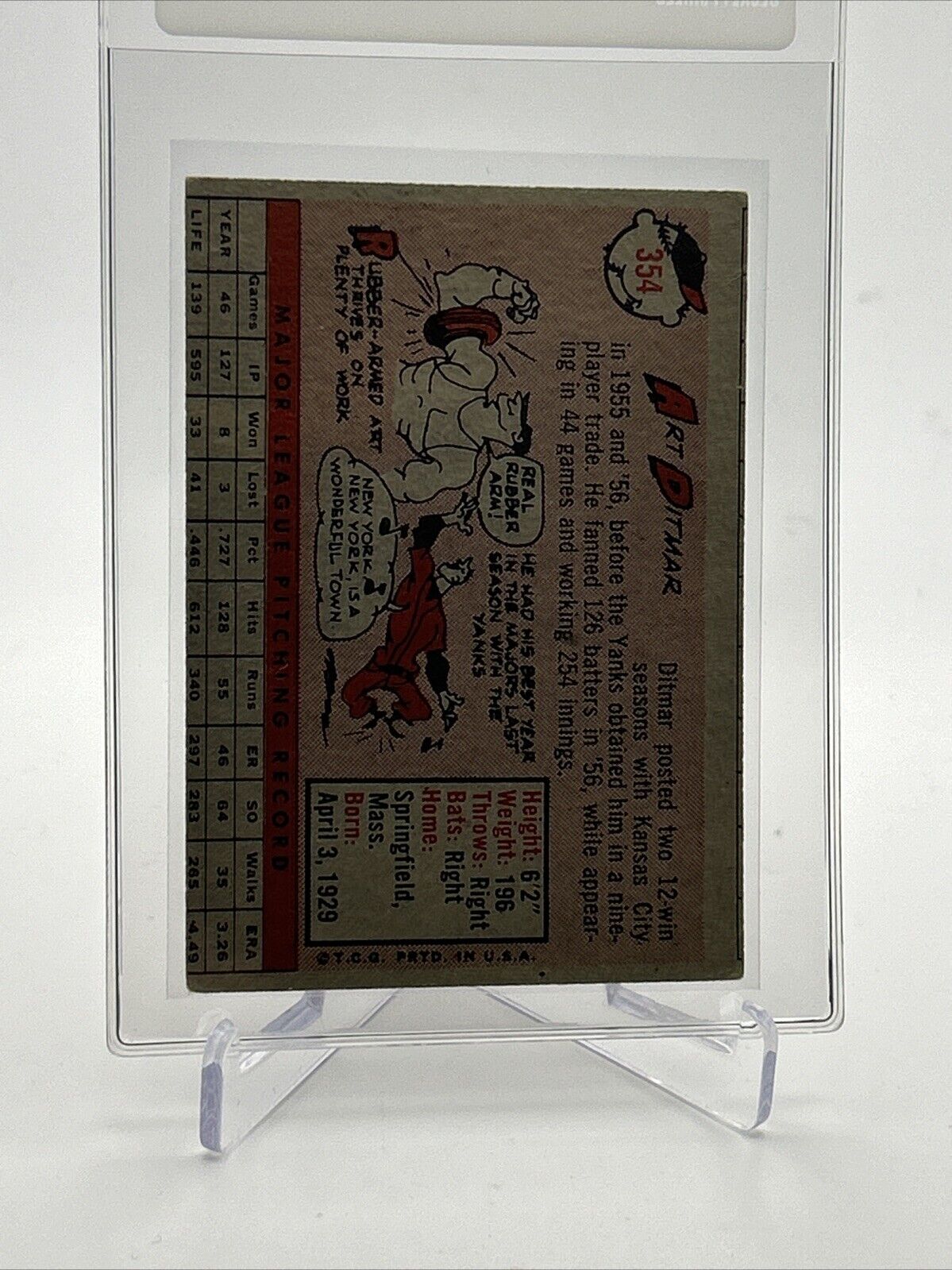 1958 Topps Art Ditmar Baseball Card #354 VG Quality #2 FREE SHIPPING