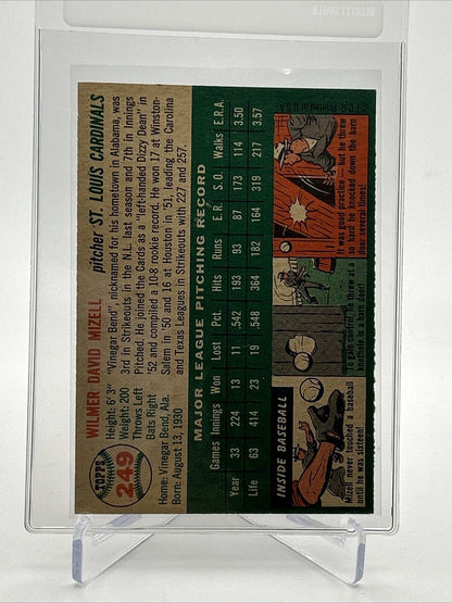 1954 Topps Wilmer Mizell Baseball Card #249 VG-EX Quality #2 FREE SHIPPING