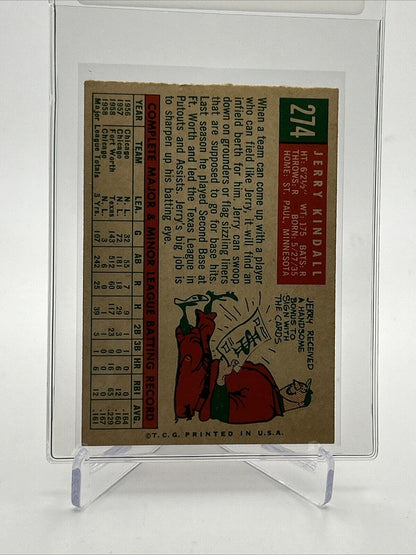 1959 Topps Jerry Kindall White Back Baseball Card #274 VG #2 FREE SHIPPING