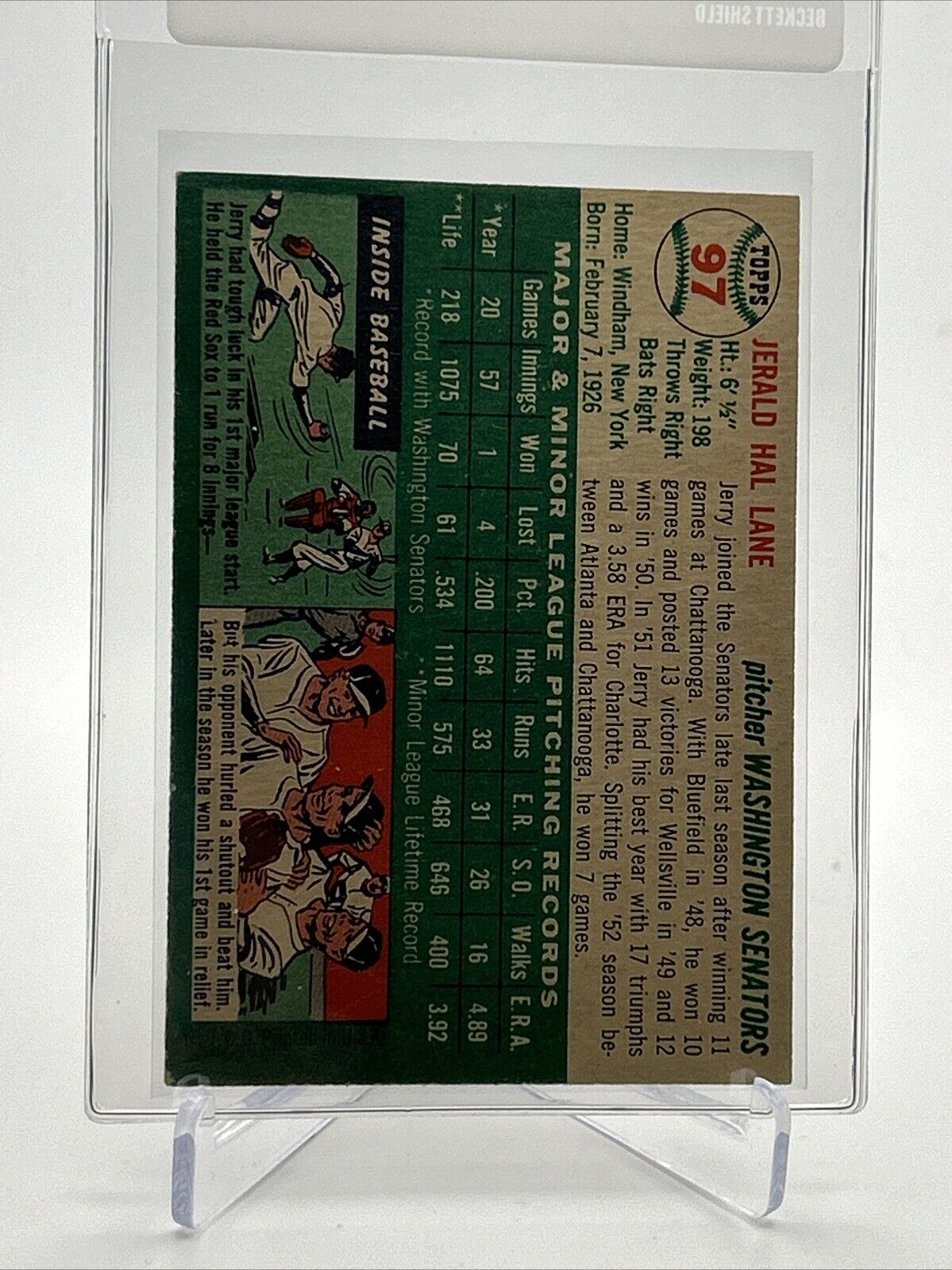 1954 Topps Jerry Lane Baseball Card #97 VG-EX Quality FREE SHIPPING