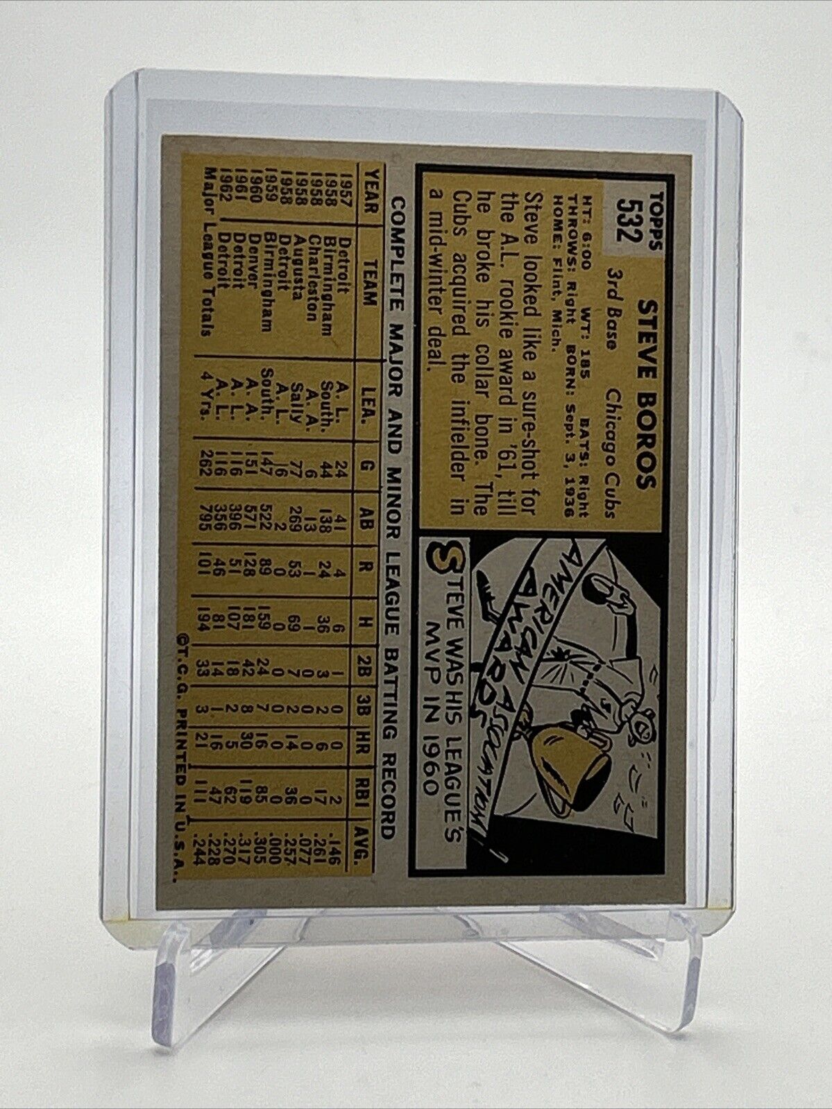 1963 Topps Steve Boros Baseball Card #532 VG Quality #2 FREE SHIPPING