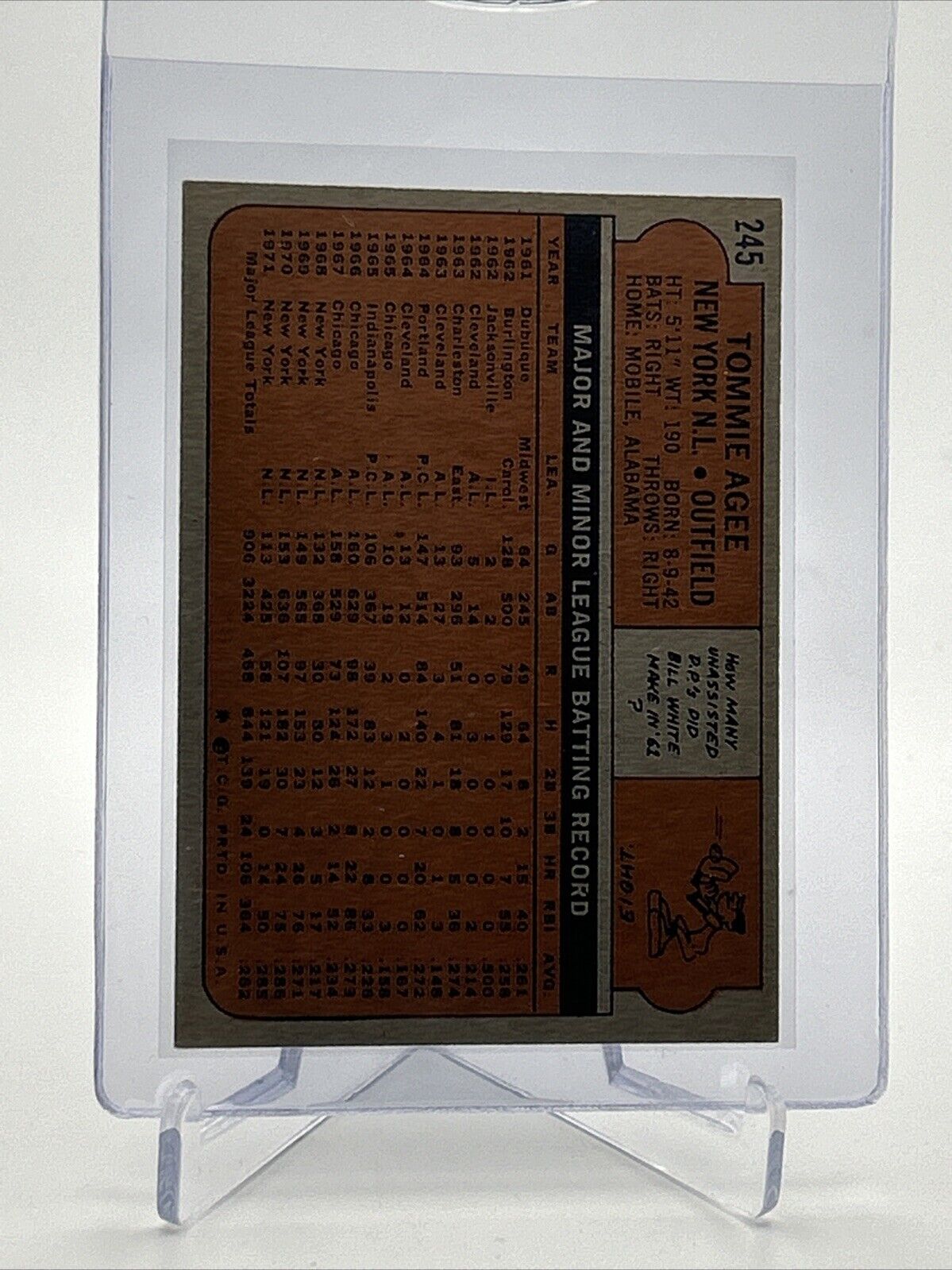 1972 Topps Tommie Agee Baseball Card #245 VG-EX Quality #4 FREE SHIPPING