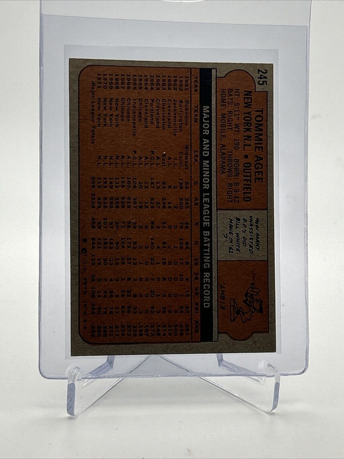 1972 Topps Tommie Agee Baseball Card #245 VG-EX Quality #3 FREE SHIPPING